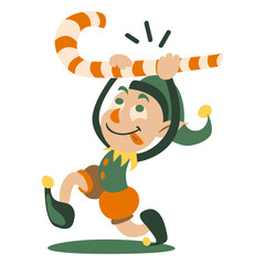 Cute christmas elf candy cane