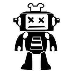 Naklejka premium Cute dead robot cut out black