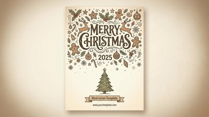 bold vertical poster template for christmas 2025 illustration template