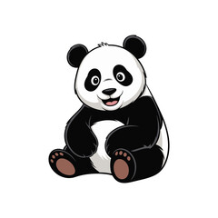 Cartoon panda with a joyful smile, round ears, and a distinctive black and white pattern.  