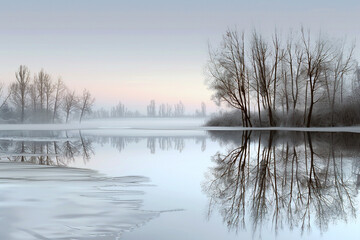 winter landscape with river