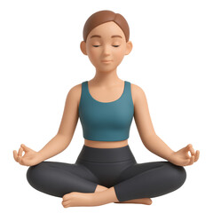 Fototapeta premium Woman meditating in lotus position, finding inner peace, mental balance, and spiritual well being, practicing mindfulness and relaxation pose for healthy lifestyle