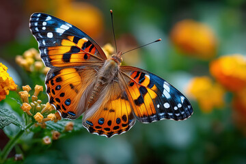 Obraz premium Close Up Painted Lady Butterfly on Flower