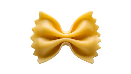 A single dry farfalle pasta bow tie shape isolated on a transparent background for culinary use isolated on transparent background