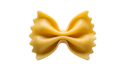 A single dry farfalle pasta bow tie shape isolated on a transparent background for culinary use isolated on transparent background