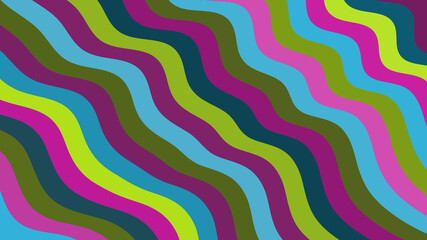 Vibrant Wave Pattern: Abstract Green, Blue, and Pink Stripes - Trendy Graphic Artwork