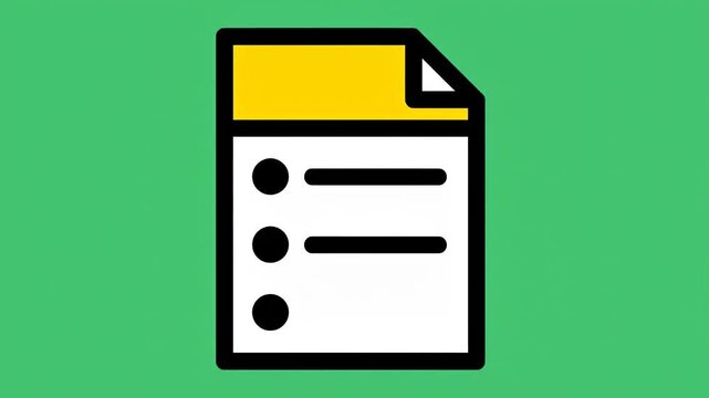 Simple icon of a document or file with a yellow header against a green background