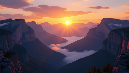 sunset in the mountains