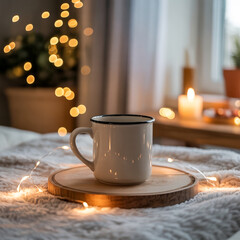 Hot morning cup of espresso coffee with cinnamon sticks on a white table for a sweet break