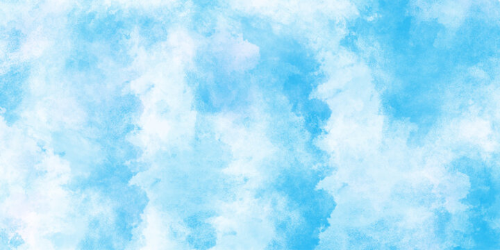 abstract baby blue water colored stains or sky bac Hand painted water, blue sky in grunge style blue skt white clouds ..color sky and clouds, abstract watercolorkground,.