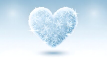 Frozen heart symbol on light blue background for winter season