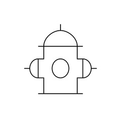 A simple line drawing of a fire hydrant with a rounded top and circular front nozzle outline design