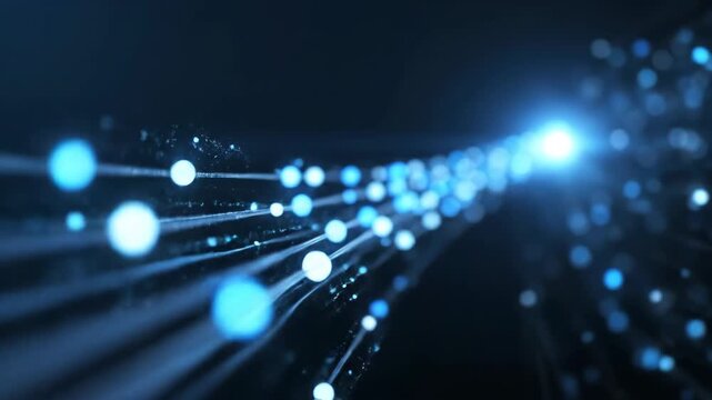Thick undersea cable is visible beneath gentle ocean waves, representing connectivity. Thick undersea cable symbolizes global internet infrastructure and data transfer,