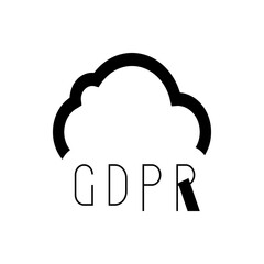 Illustration of a cloud shape with the letters gdpr below it, all in black and white on a white background