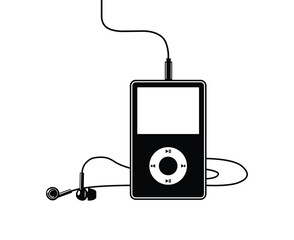Black and white mp3 player with earphones isolated on © MD kibriya Ahamed 