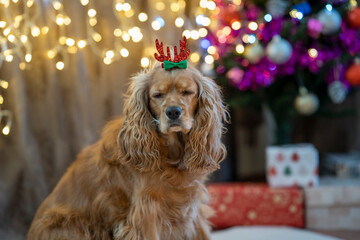dog in christmas costume