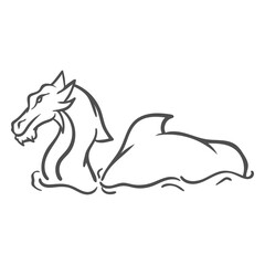Folklore creature dragon swimming left facing stroke