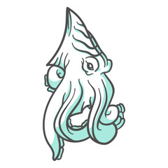 Folklore creature kraken moving hand drawn