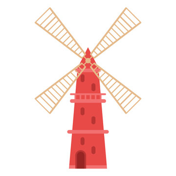 Farm windmill red icon