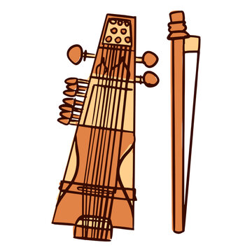 Indian musical instrument sarangi hand drawn