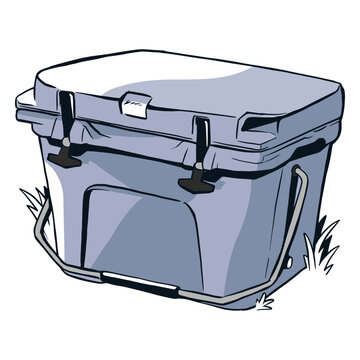 Drawn cooler on grass