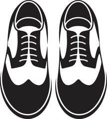 Pair of wingtip brogue shoes icon vector illustration flat design style symbol sign black