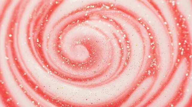 キラキラ光る赤と白の渦巻き模様の背景
