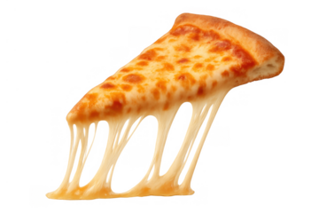 Delicious pizza slice pulling melted cheese, ready for eating, a classic italian comfort food on transparent background