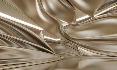 Experience pure luxury with this stunning golden fabric tunnel, perfect for high-end designs and elegant backdrops that add a touch of sophistication