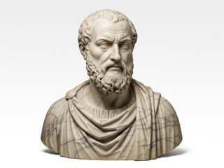 Obraz premium Classical Marble Bust of Ancient Greek Philosopher or Statesman Isolated on White Background