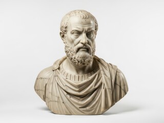 "Classical Marble Bust Sculpture of Ancient Philosopher, Greco-Roman Style Artwork, Isolated on Transparent PNG Background"