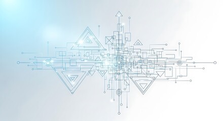 Abstract geometric shapes with connecting lines design art