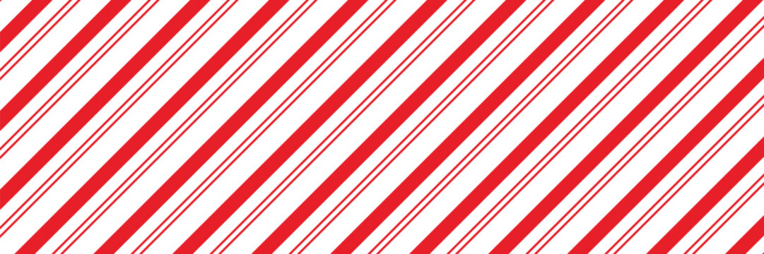 Candy cane Christmas background, peppermint diagonal stripes print seamless pattern