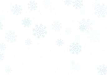 Naklejka premium Copos de nieve celestes dispersos sobre fondo transparente