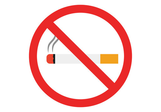 Se&ntilde;al de no fumar con cigarrillo y humo en c&iacute;rculo rojo