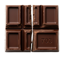 Chocolate bar break action kitchen food isolated on transparent background