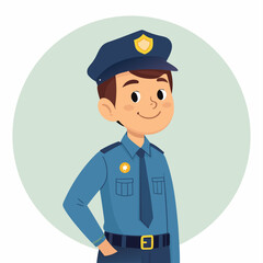 Un ni&ntilde;o vestido como polic&iacute;a sonr&iacute;e con confianza.
