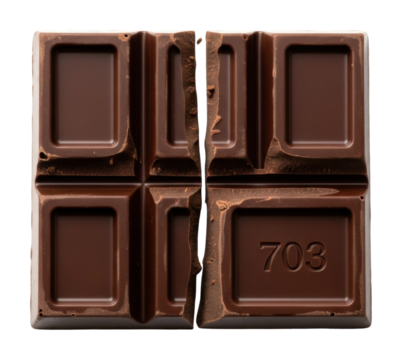 Chocolate bar break action kitchen food isolated on transparent background