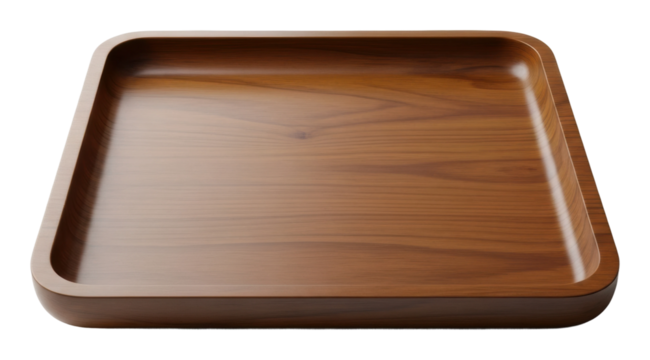 Elegant wooden tray displaying minimalist design home product isolated on transparent background