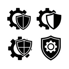 Shield and Gear Icons - Security and Technology Concepts.