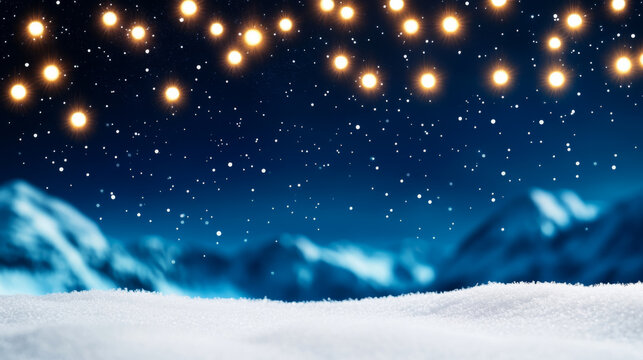 Winter constellation in night sky with snowy mountain landscape - Powered by Adobe