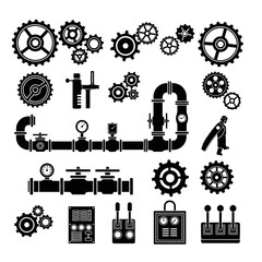 Steampunk Mechanical Elements - Gears, Pipes, and Control Panels.