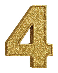 Golden glitter number four celebration event joyful isolated on transparent background