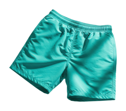 Upward view of beach apparel swimming shorts in summer action isolated on transparent background