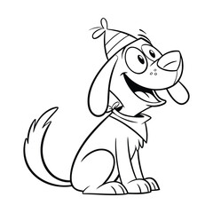 Cute Funny Cartoon Dog Illustration | Happy Sitting Artwork