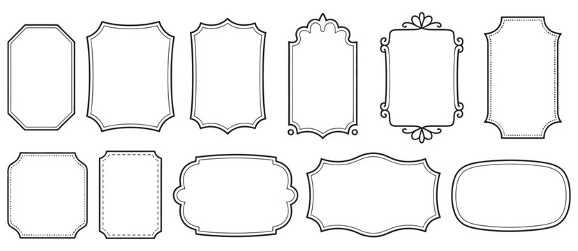 elegant vintage frames and retro label set, isolated on white, suitable for classic design, decorative borders, invitations, greeting cards, branding, packaging, and sophisticated vector illustrations