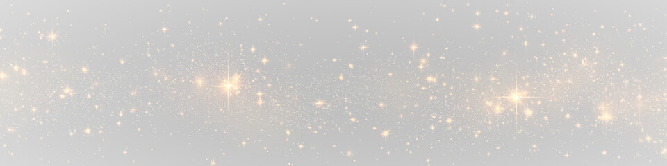 Yellow sparkles png float above glowing gold dust. Tiny Christmas light particles, highlights, and bokeh form magical sparkling sparks. Ideal for festive overlays and cards.