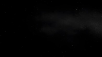 Atmospheric smoke and dust particle overlay on a black background for creative photo effects and texture