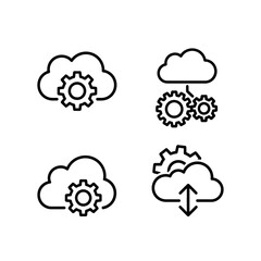 Cloud computing and data processing technology icons for digital services.