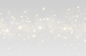 Fototapeta premium Glittering gold particles png float with yellow sparkles, Christmas light, and dust. Highlights and bokeh create magical sparkling sparks. Perfect for holiday cards, festive overlays, and decorations.